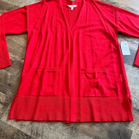 Time and Tru Bright Red Women's Cardigan - Picture 3 of 12